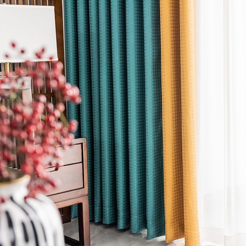 Houndstooth Jacquard-Gardin, Skræddersyet, Mørklægningsgardin Til Stue, Soveværelse
