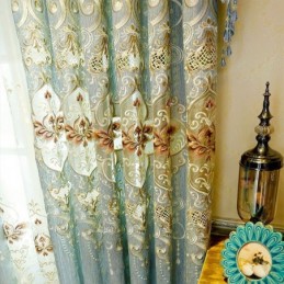 Chenille-Gardin Efter Mål Gardin I Europæisk Stil Med Broderi Og Blomster