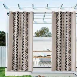 Udendørsgardiner Vandtætte Draperinger Med Geometrisk Print Til Veranda Pavillon