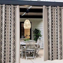 Udendørsgardiner Vandtætte Draperinger Med Geometrisk Print Til Veranda Pavillon