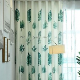 Gardin Efter Mål Gardin Med Friske Planter Trykt Vindue