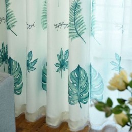 Gardin Efter Mål Gardin Med Friske Planter Trykt Vindue