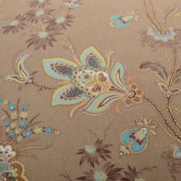 Amerikansk Voile Transparent Gardin Efter Mål Gardinpanel Brunt Blomsterprint