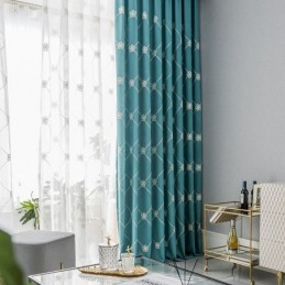 Moderne Gardin Skræddersyet Bomuld Diamantgitter