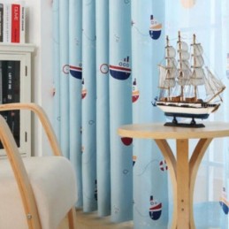 Gardiner Med Tegneserieskibsmønster, Trykte Gardiner, Mørklægningsgardiner, Specialfremstillet Gardin Til Børneværelse