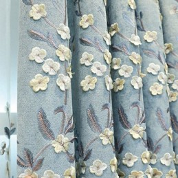 Chenille Gardin Efter Mål Gardin I Nordisk Stil Med Blomsterbroderi