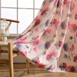 Moderne Gardin Skræddersyet Gardin I Bomuld Med Blomsterprint