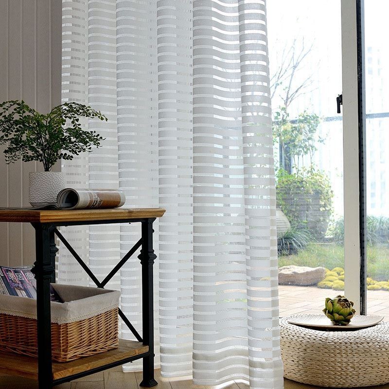 Moderne, Enkelt, Transparent Gardin, Skræddersyet Gardin, Striber, Jacquard, Stue, Arbejdsværelse, Alsidigt Stof
