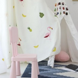 Broderet Flamingo-Gardin, Specialfremstillet Gardin, Halvtransparente Gardiner Til Stue, Soveværelse