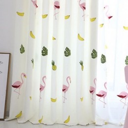Broderet Flamingo-Gardin, Specialfremstillet Gardin, Halvtransparente Gardiner Til Stue, Soveværelse