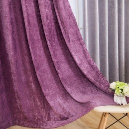 Gardin I Amerikansk Antik Stil, Skræddersyet Til Soveværelse, Ensfarvet Lilla, Mørklægningsstof, Chenille