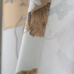 Gardin Med Tegneseriebjørnmotiv, Skræddersyet Til Møbeldesign, Dejligt Drenge- Og Pigeværelse Med Vindue