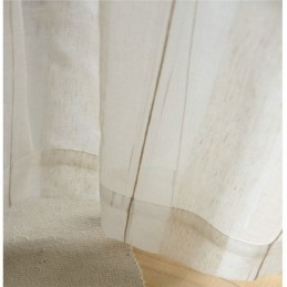 Japansk Enkelt, Transparent Gardin, Skræddersyet Gardin, Store Striber, Jacquard, Hvidt Hørstof