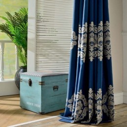 Nordisk Enkelt Gardin Til Mål Gardin Blåt Broderi Stue Studiestof