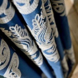 Nordisk Enkelt Gardin Til Mål Gardin Blåt Broderi Stue Studiestof