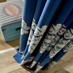 Nordisk Enkelt Gardin Til Mål Gardin Blåt Broderi Stue Studiestof