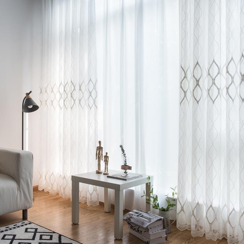 Moderne, Enkelt, Transparent Gardin, Skræddersyet, Gardingeometri, Jacquard, Stue, Arbejdsværelse, Stof