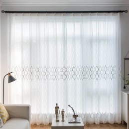 Moderne, Enkelt, Transparent Gardin, Skræddersyet, Gardingeometri, Jacquard, Stue, Arbejdsværelse, Stof