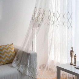 Moderne, Enkelt, Transparent Gardin, Skræddersyet, Gardingeometri, Jacquard, Stue, Arbejdsværelse, Stof