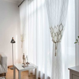 Moderne, Enkelt, Transparent Gardin, Skræddersyet, Gardingeometri, Jacquard, Stue, Arbejdsværelse, Stof