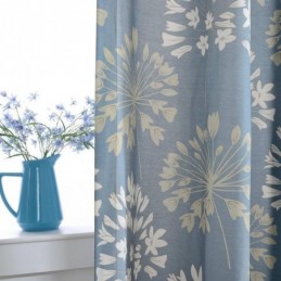Japansk Simpelt Gardin, Skræddersyet Gardin, Blå Blomsterprint