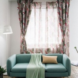 Amerikansk Landligt Transparent Gardin, Specialfremstillet Gardin, Unikt Bladbroderi, Åndbart Stof