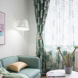 Amerikansk Landligt Transparent Gardin, Specialfremstillet Gardin, Unikt Bladbroderi, Åndbart Stof