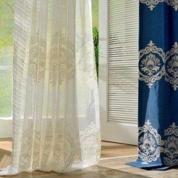 Nordisk Enkelt, Transparent Gardin, Skræddersyet Gardin, Europæisk Blomsterbroderi, Stue, Arbejdsværelse, Stof