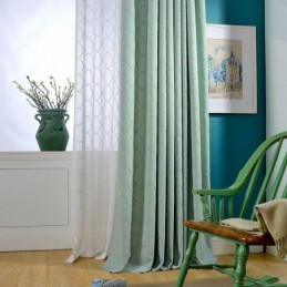 Japansk Simpelt Gardin Skræddersyet Gardin Geometrisk Broderi Grønt Miljøbeskyttende Stof
