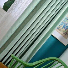 Japansk Simpelt Gardin Skræddersyet Gardin Geometrisk Broderi Grønt Miljøbeskyttende Stof