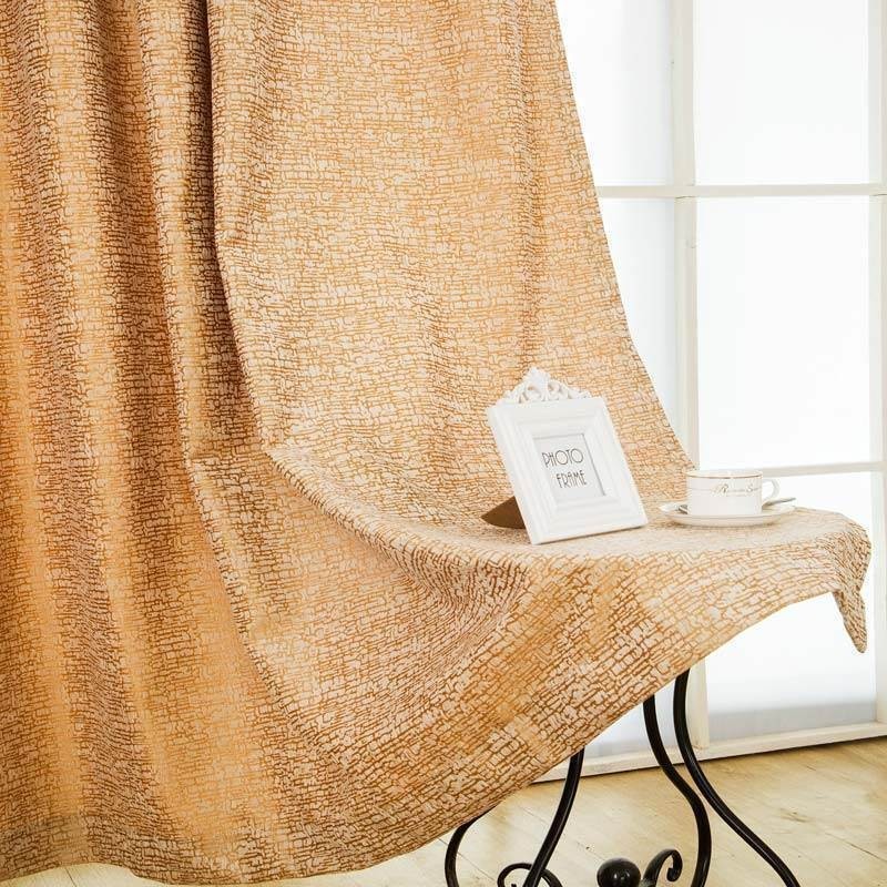 Amerikansk Abstrakt Gardinstil, Skræddersyet Gardin, Brunt Geometrisk Mønster, Chenille-Jacquard Mørklægningsstof