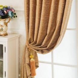 Amerikansk Abstrakt Gardinstil, Skræddersyet Gardin, Brunt Geometrisk Mønster, Chenille-Jacquard Mørklægningsstof