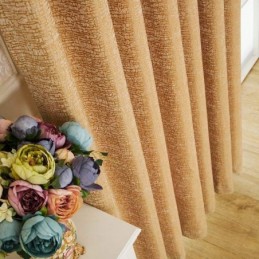 Amerikansk Abstrakt Gardinstil, Skræddersyet Gardin, Brunt Geometrisk Mønster, Chenille-Jacquard Mørklægningsstof