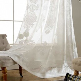 Europæisk Klassisk Transparent Gardin Til Mål, Skræddersyet Gardin, Blomsterjacquard, Blødt Bomuldsstof Til Stue, Arbejdsværelse