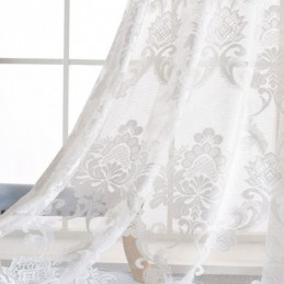 Enkelt Klassisk Transparent Gardin Til Målrettet Brug I Europæisk Blomsterjacquardstof Til Stue/Soveværelse