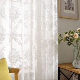 Enkelt Klassisk Transparent Gardin Til Målrettet Brug I Europæisk Blomsterjacquardstof Til Stue/Soveværelse