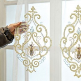 Europæiske Tylgardiner Broderet, Transparente Til Stue, Soveværelse
