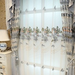 Luksuriøst Transparent Gardin, Skræddersyet Gardin, Broderet Bjergtyl Til Stue, Soveværelse