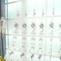 Moderne Blomstermønstrede, Transparente Tylgardiner Til Stue/Soveværelse