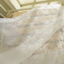 Broderet Skærmgardin Til Vinduer, Målrettet Gardin, Blomsterprint, Hvid Tyl Til Stue, Soveværelse