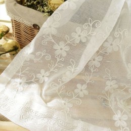 Broderet Skærmgardin Til Vinduer, Målrettet Gardin, Blomsterprint, Hvid Tyl Til Stue, Soveværelse