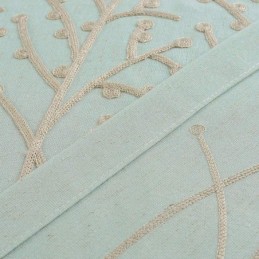 Amerikansk Simpelt Gardin, Skræddersyet Gardin, Grønt Broderi, Åndbart Stof