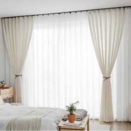 Moderne Transparente Gardiner Ensfarvede Hvide Voile Tyl Til Stue/Soveværelse