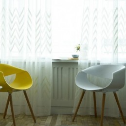 Moderne Broderet Gardin, Skræddersyet, Geometrisk Bølgemønster, Vinduesskærm Til Altan