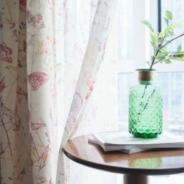 Moderne Landligt Transparent Gardin Skræddersyet Til Soveværelse Med Sommerfugleprint