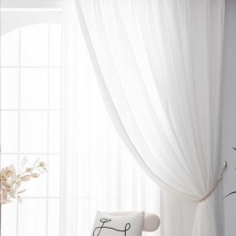 Moderne Voile Tylgardin, Målrettet, Ensfarvet, Hvid, Transparent, Til Stuen