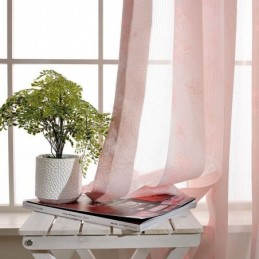 Enkelt Landligt, Transparent Gardin, Specialfremstillet I Ferskenblomstrende Jacquardstof Til Soveværelse, Stue