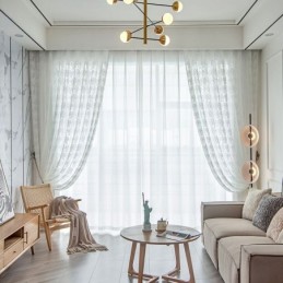 Blomstermønstret Tyl, Transparente Gardiner, Elegante Hvide Voilegardiner, Skræddersyede Gardingardiner, Persienner Til Stue