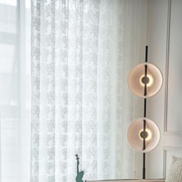 Blomstermønstret Tyl, Transparente Gardiner, Elegante Hvide Voilegardiner, Skræddersyede Gardingardiner, Persienner Til Stue