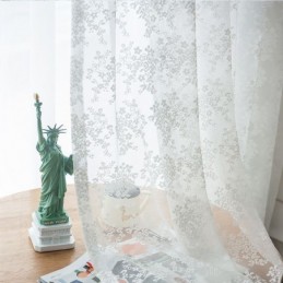 Blomstermønstret Tyl, Transparente Gardiner, Elegante Hvide Voilegardiner, Skræddersyede Gardingardiner, Persienner Til Stue